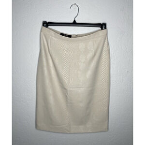Alex Marie Snakeskin Print Skirt Women's Sz 6 Taupe Straight Knee Length Pencil
